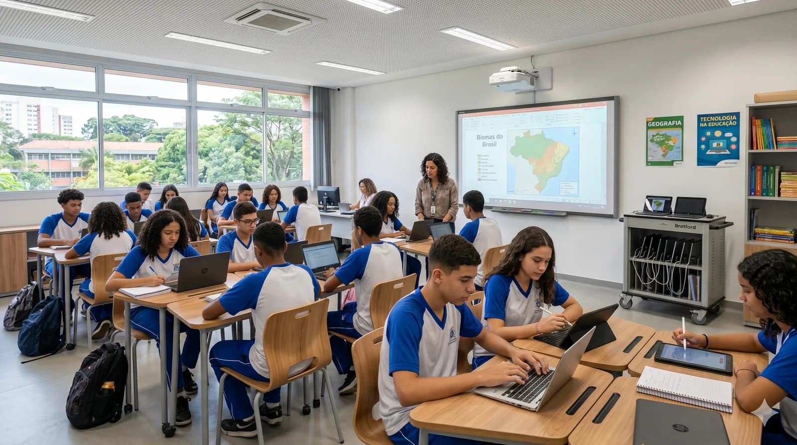 Tablets pedagógicos sobre mesa escolar